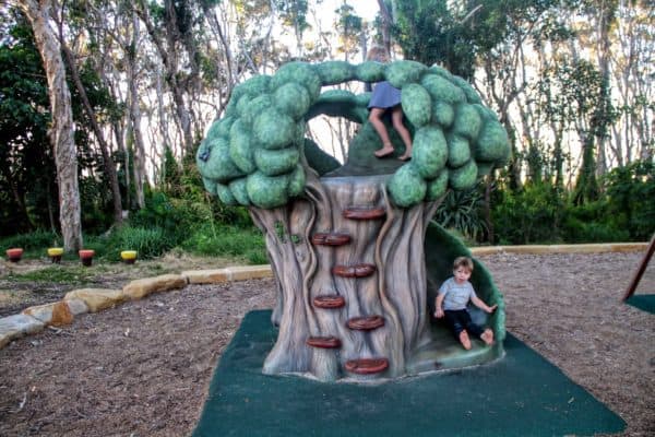 Jungle Play Treehouse Cubby with slide at Point Lookout Oval, Stradbroke Island